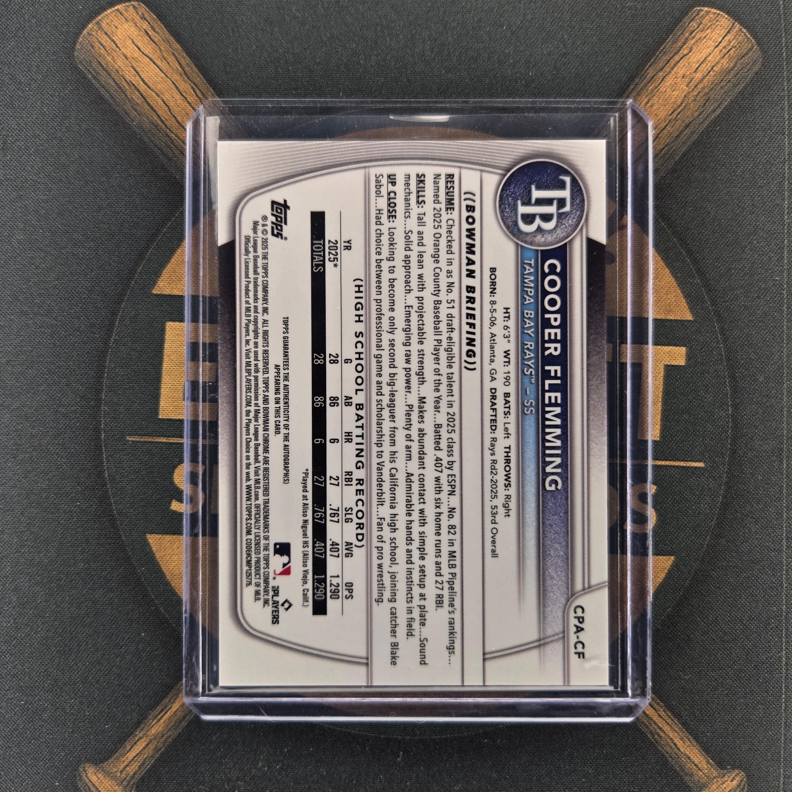 2025 Bowman Draft Cooper Flemming Purple Auto