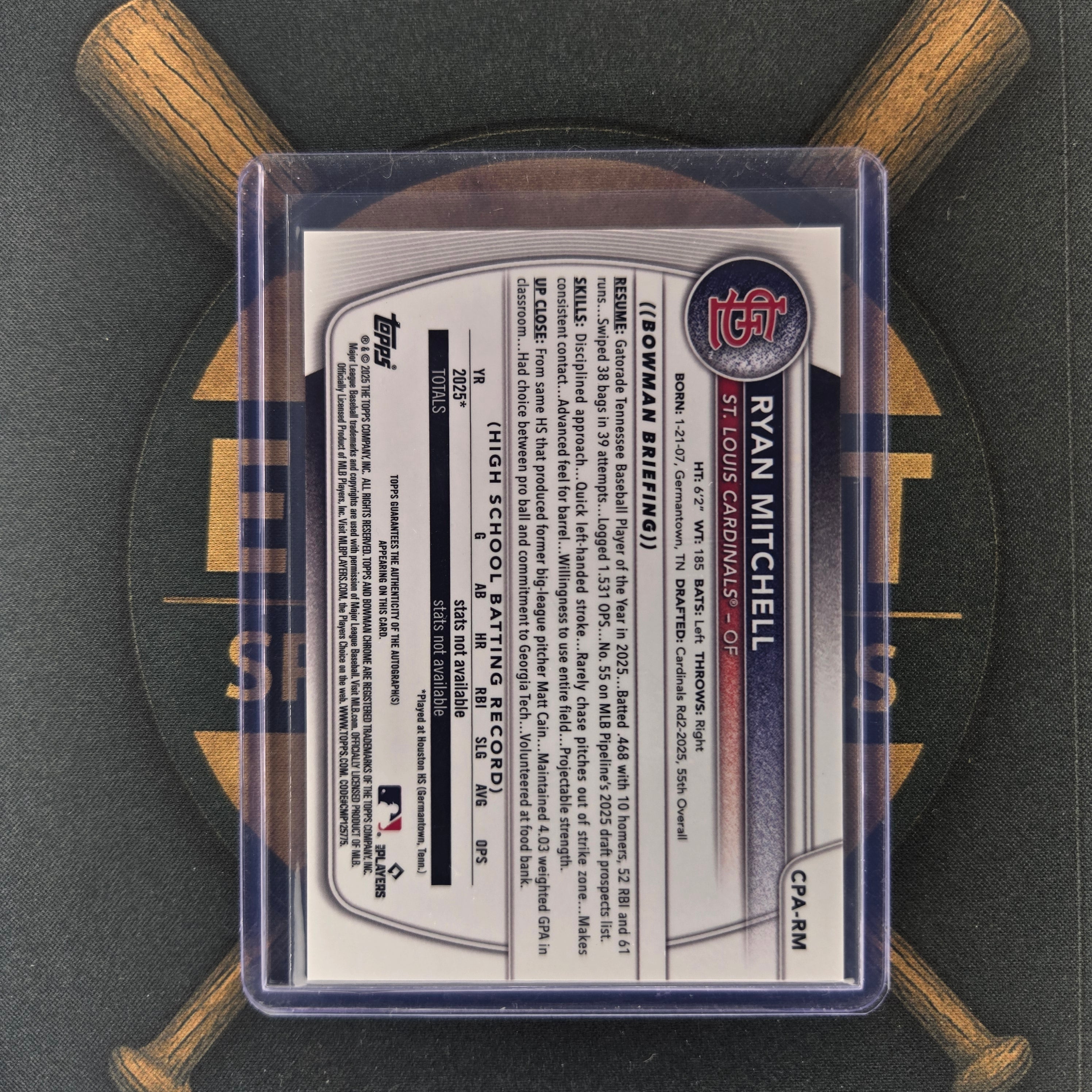 2025 Bowman Draft Ryan Mitchell Purple Auto