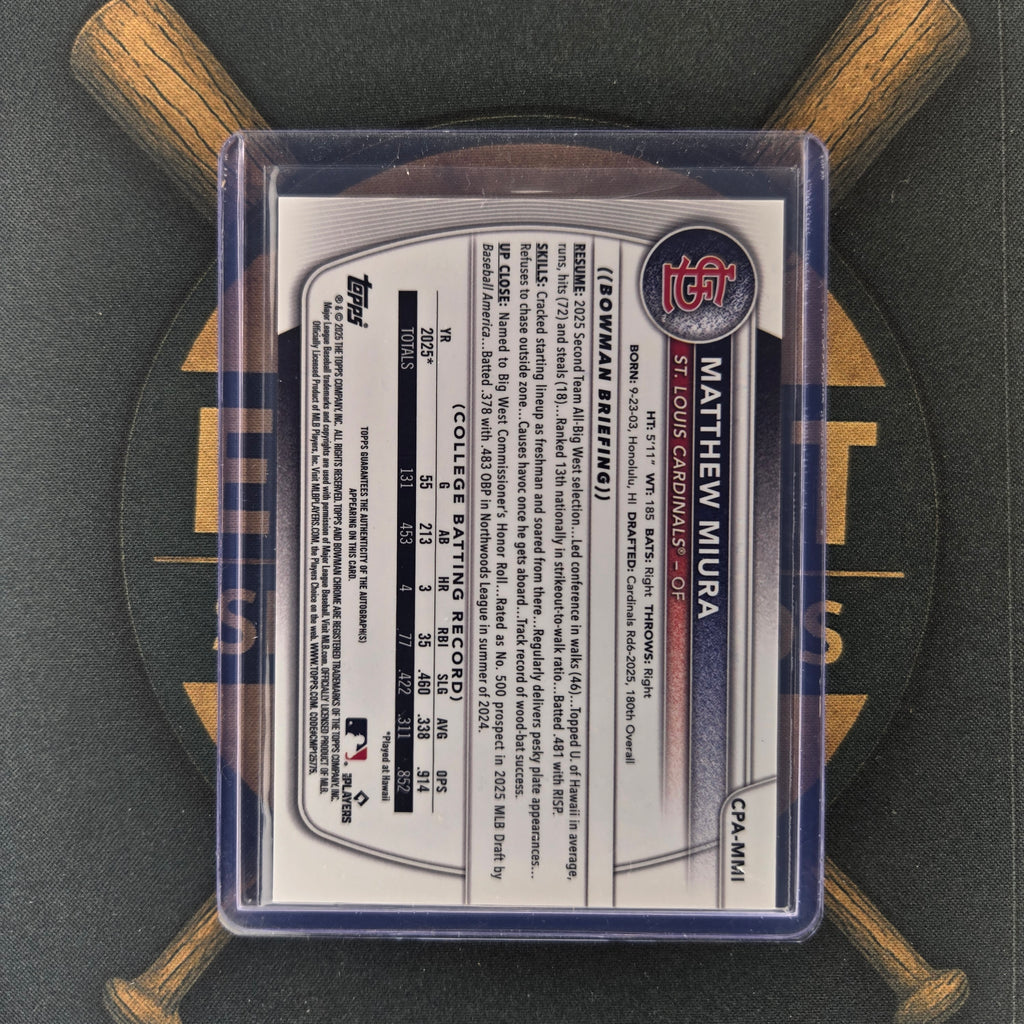 2025 Bowman Draft Matthew Miura Mojo Auto