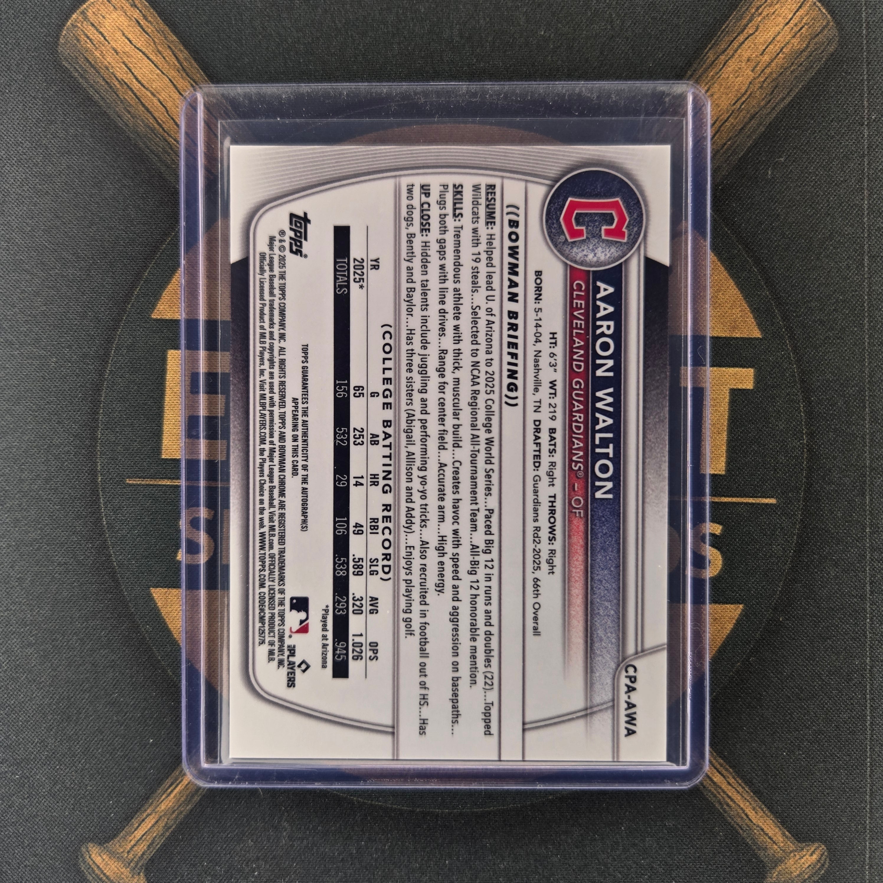 2025 Bowman Draft Aaron Walton Auto