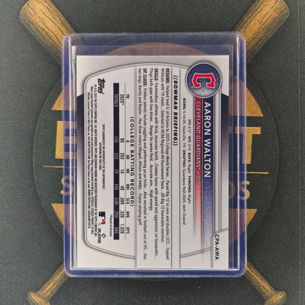 2025 Bowman Draft Aaron Walton Aqua Lava Auto