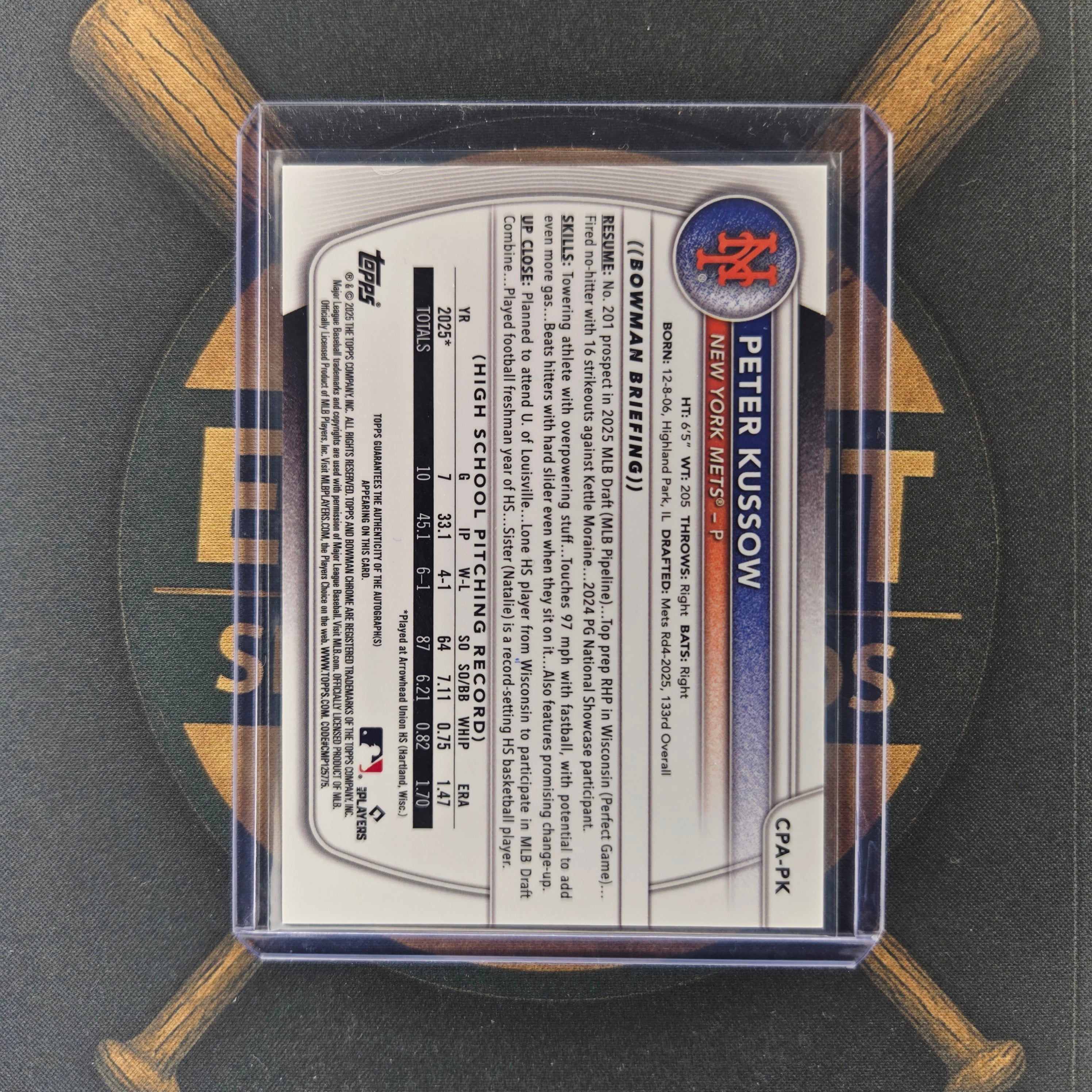 2025 Bowman Draft Peter Kussow Blue Auto