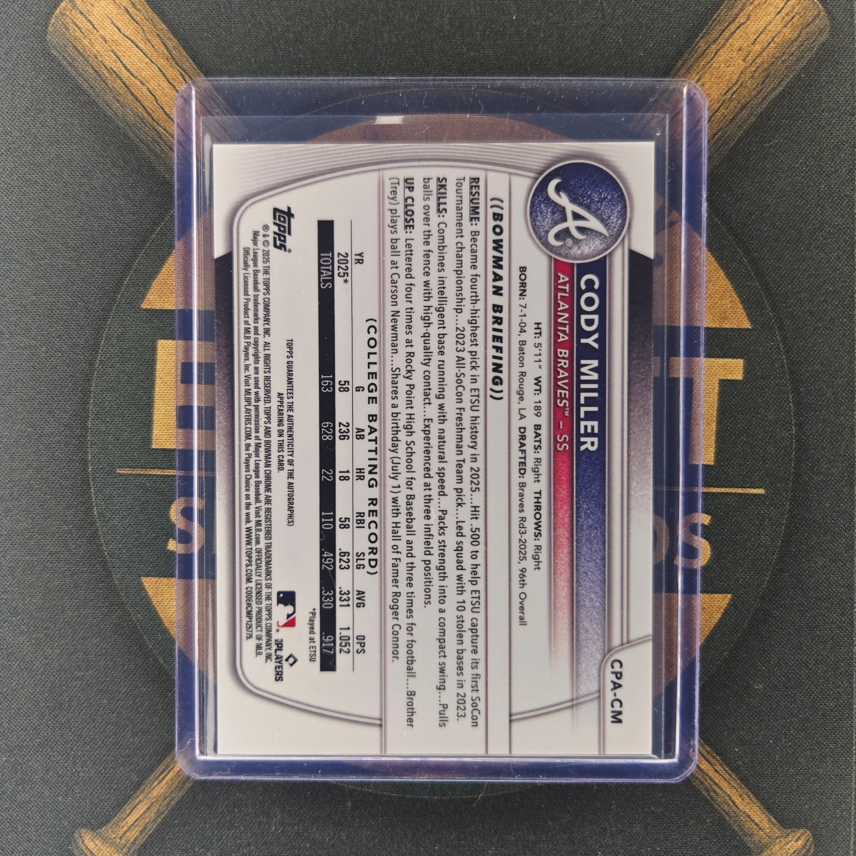 2025 Bowman Draft Cody Miller Mojo Auto