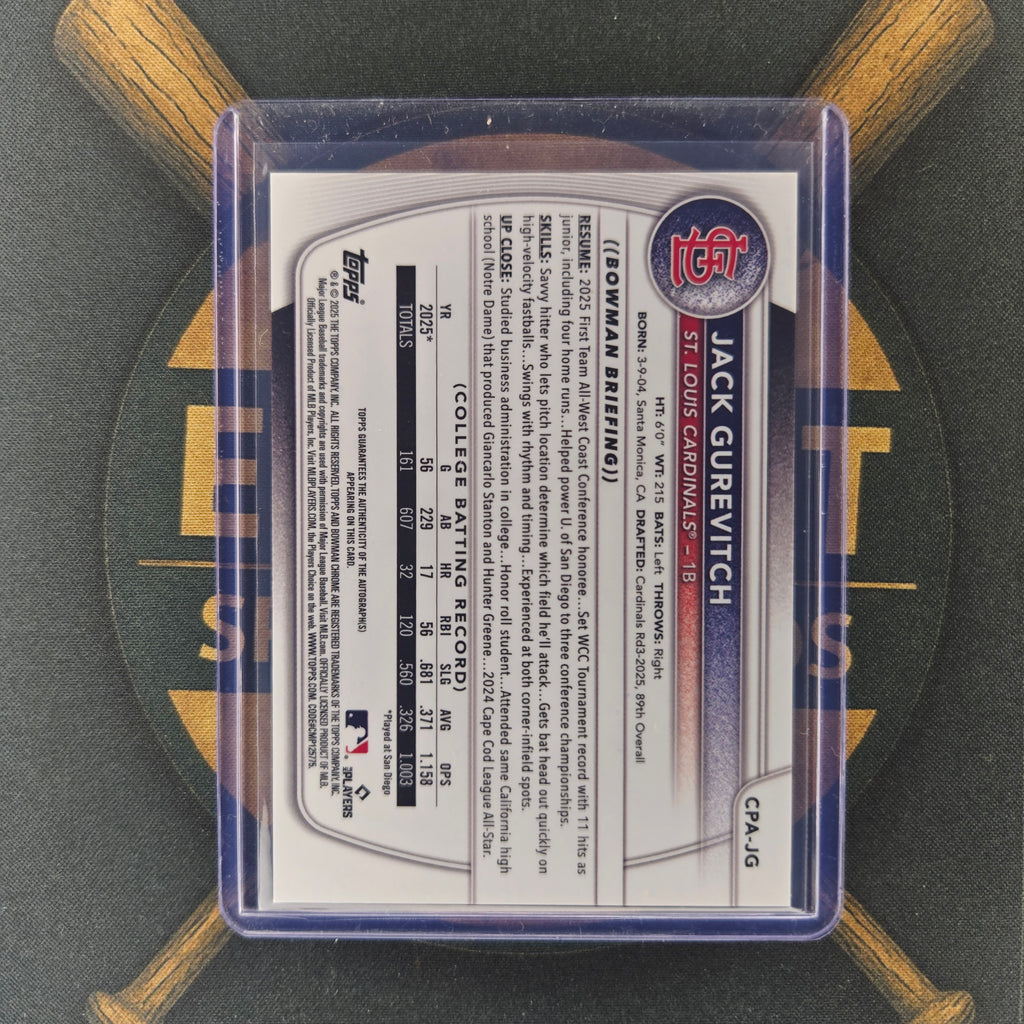 2025 Bowman Draft Jack Gurevitch Auto