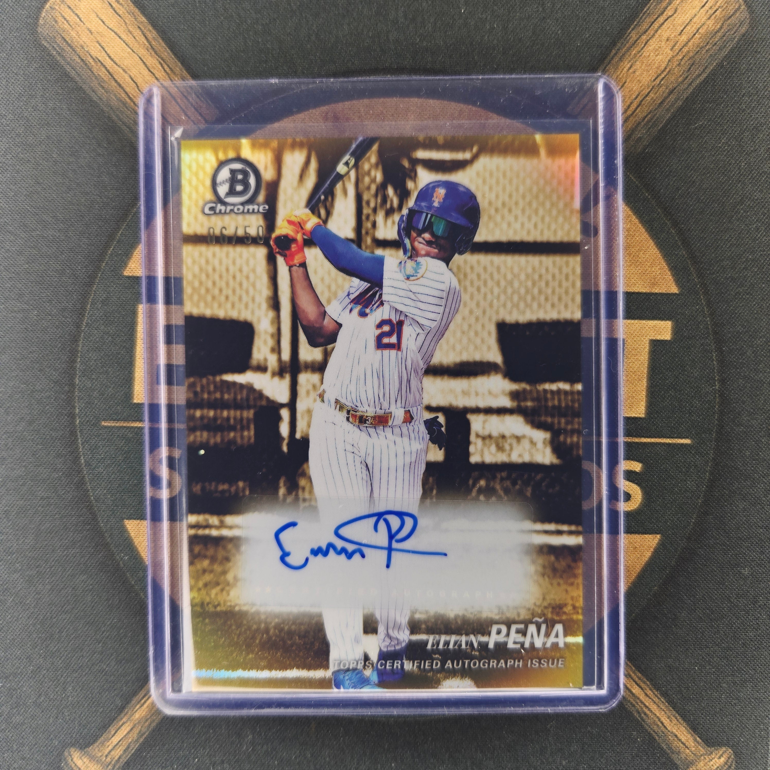 2025 Bowman Draft Elian Pena Achromatic Gold Auto