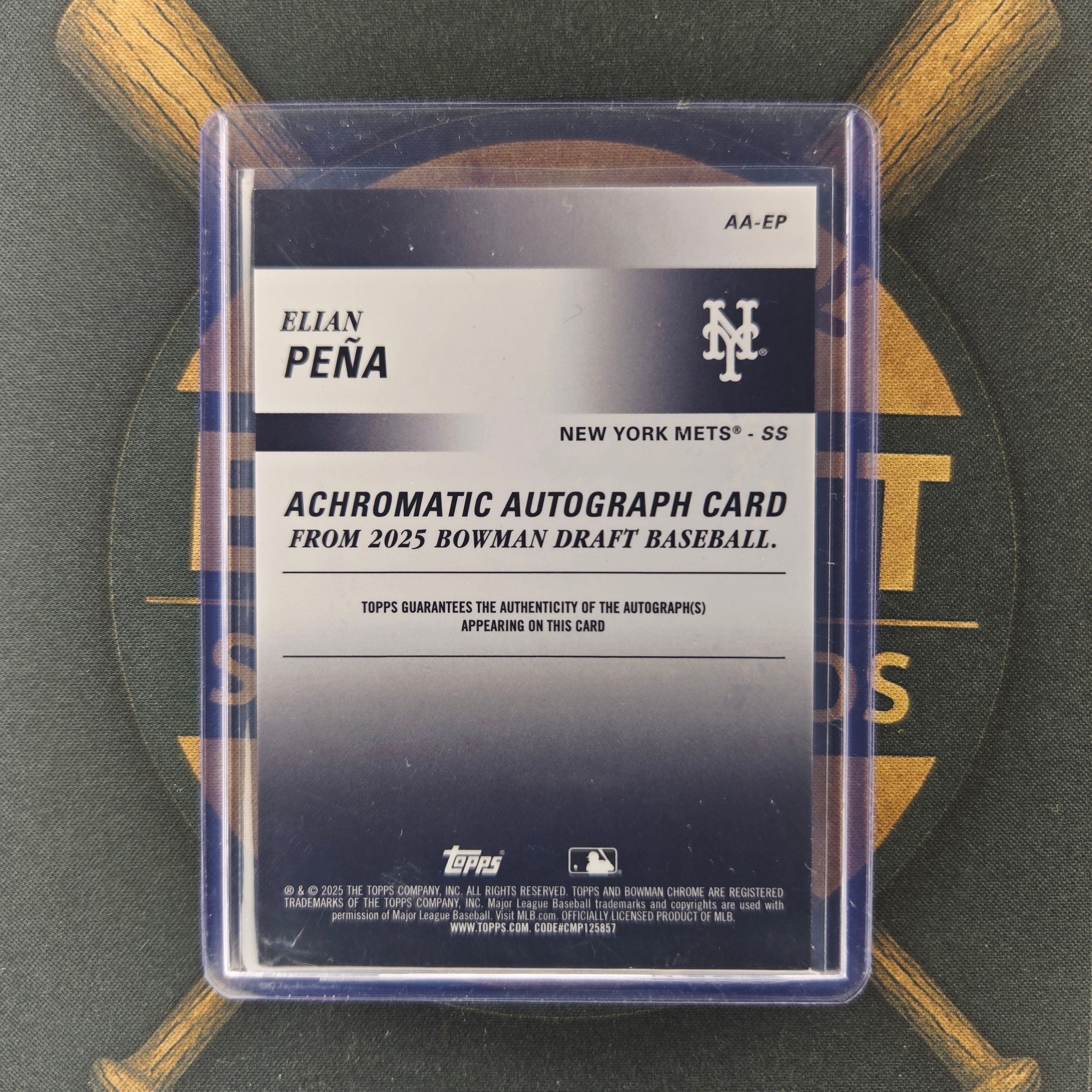 2025 Bowman Draft Elian Pena Achromatic Gold Auto