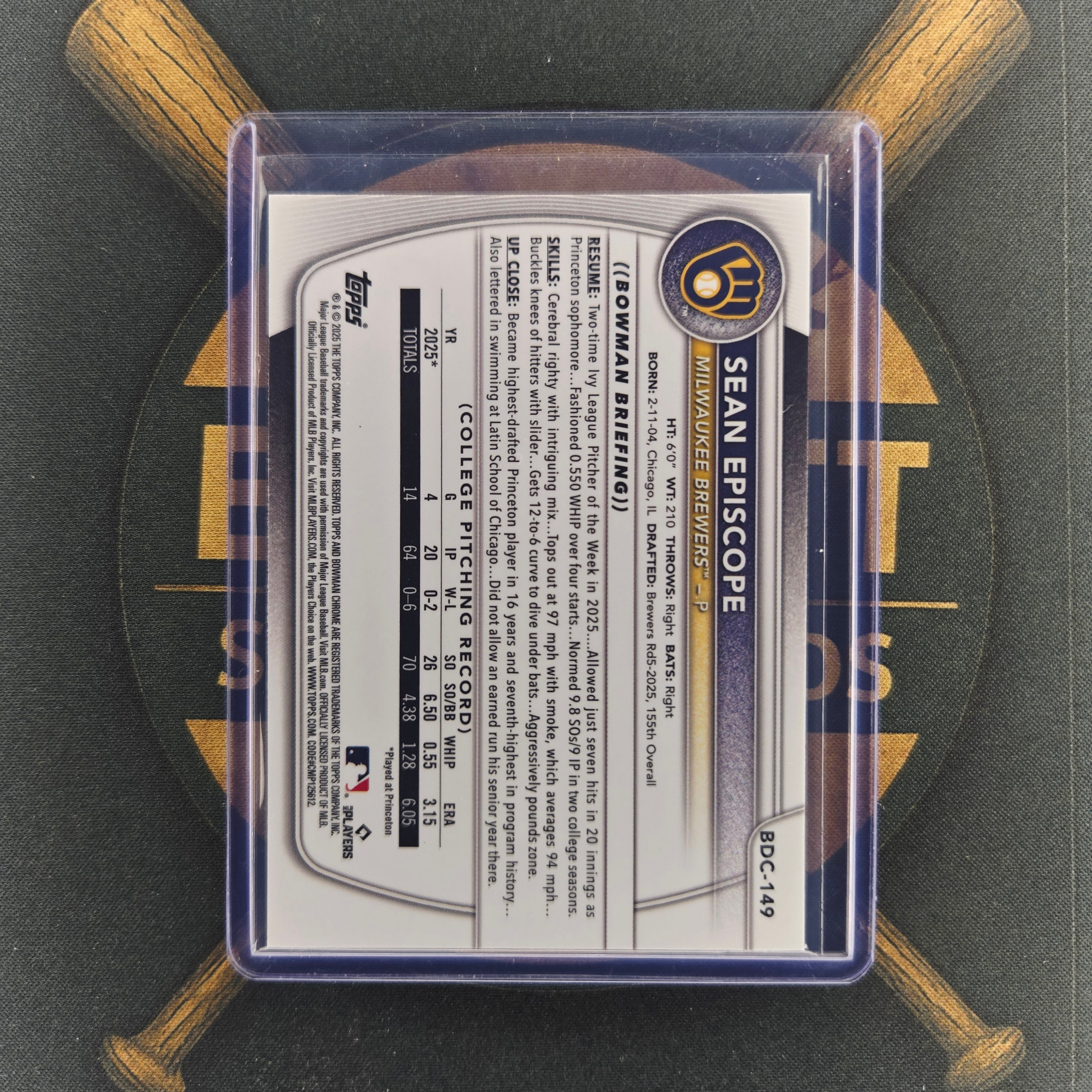 2025 Bowman Draft Sapphire Sean Episcope Refractor