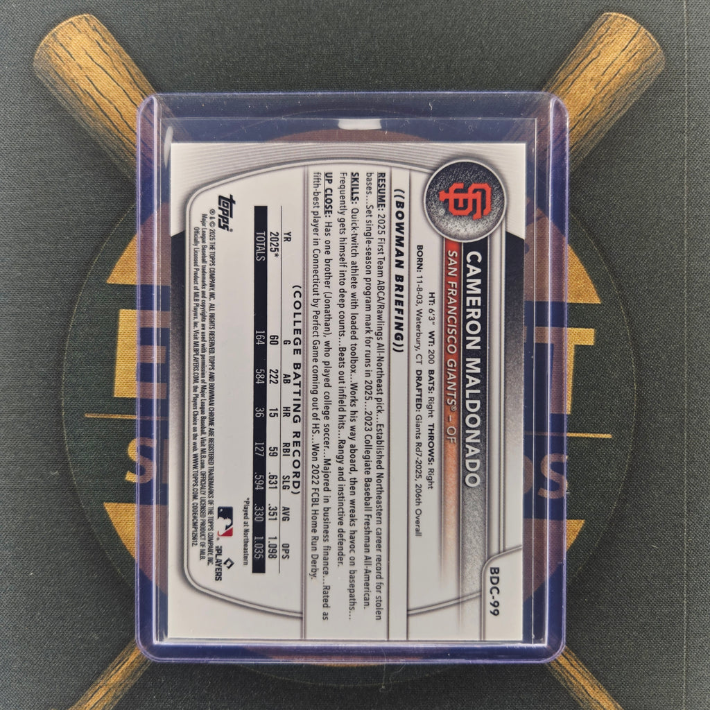 2025 Bowman Draft Sapphire Cameron Maldonado Refractor