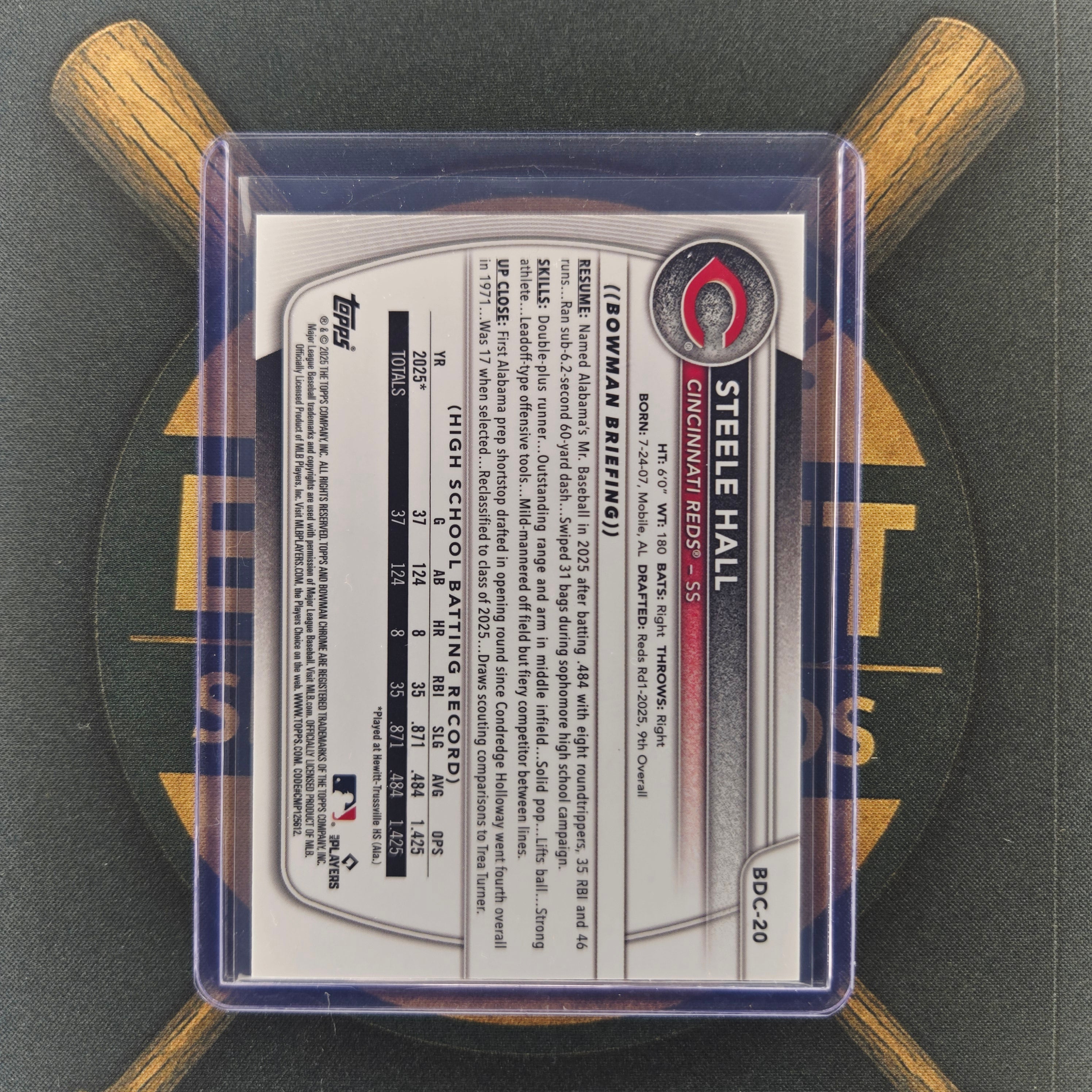 2025 Bowman Draft Sapphire Steele Hall Refractor