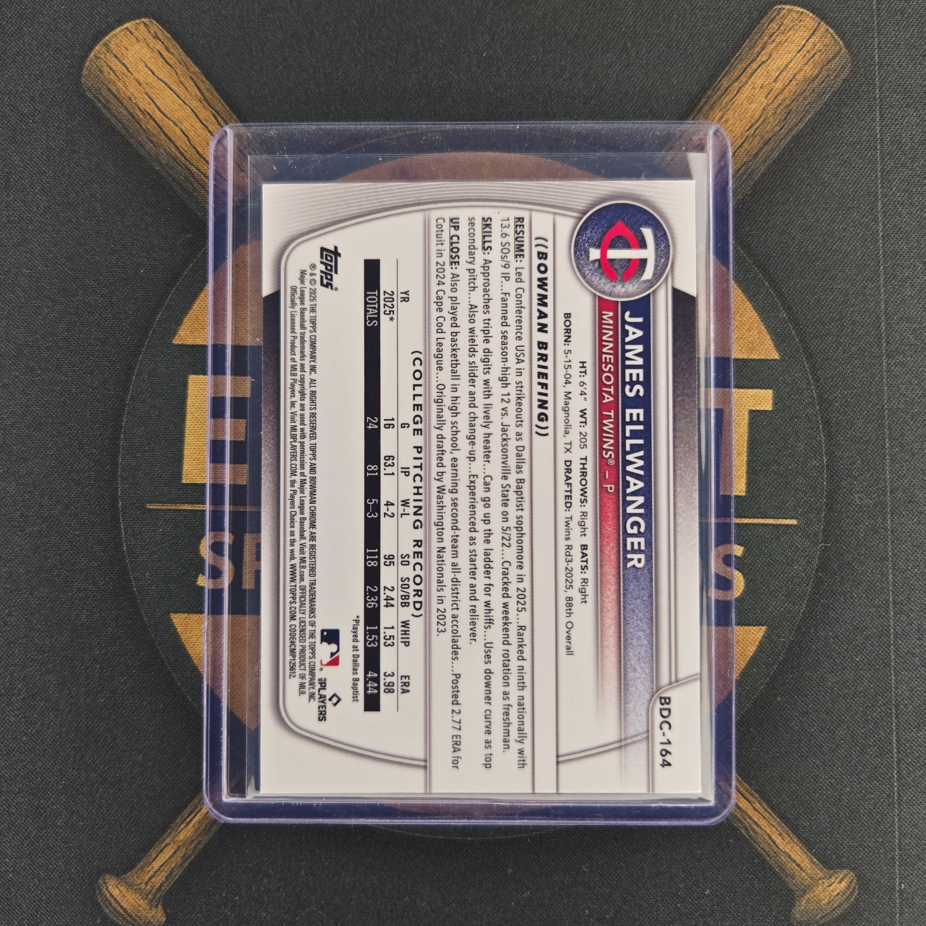 2025 Bowman Draft Sapphire James Ellwanger Refractor