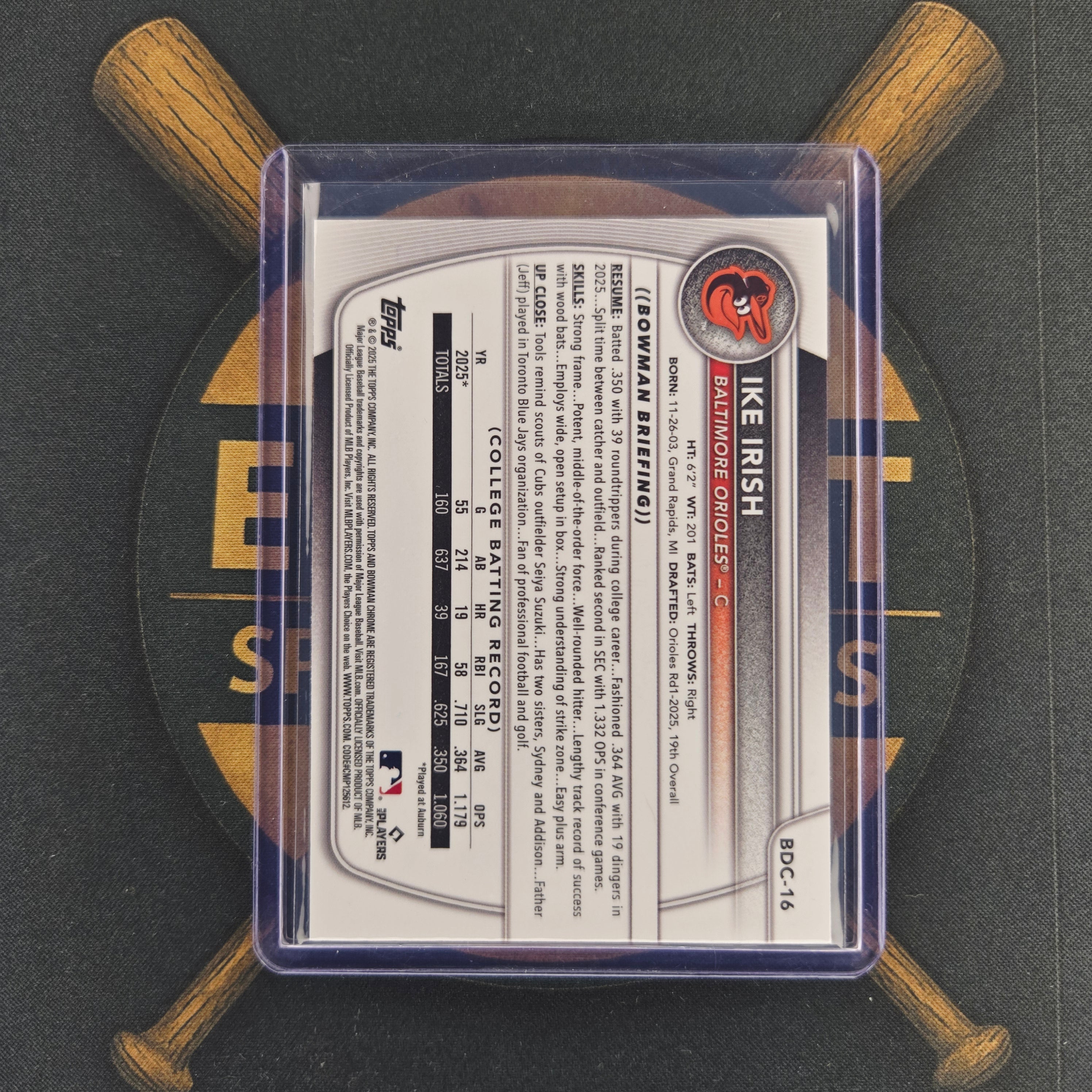 2025 Bowman Draft Sapphire Ike Irish Refractor
