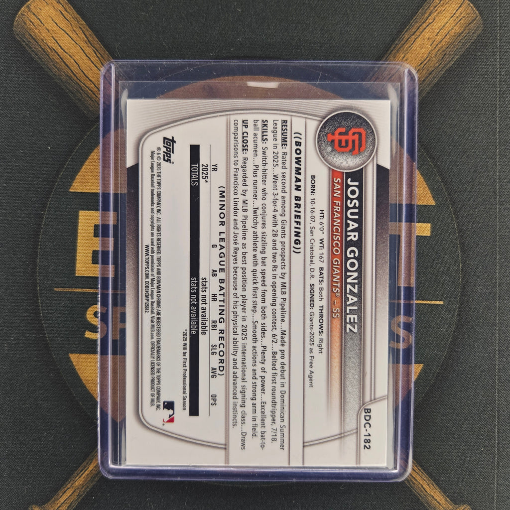 2025 Bowman Draft Sapphire Josuar Gonzalez Refractor