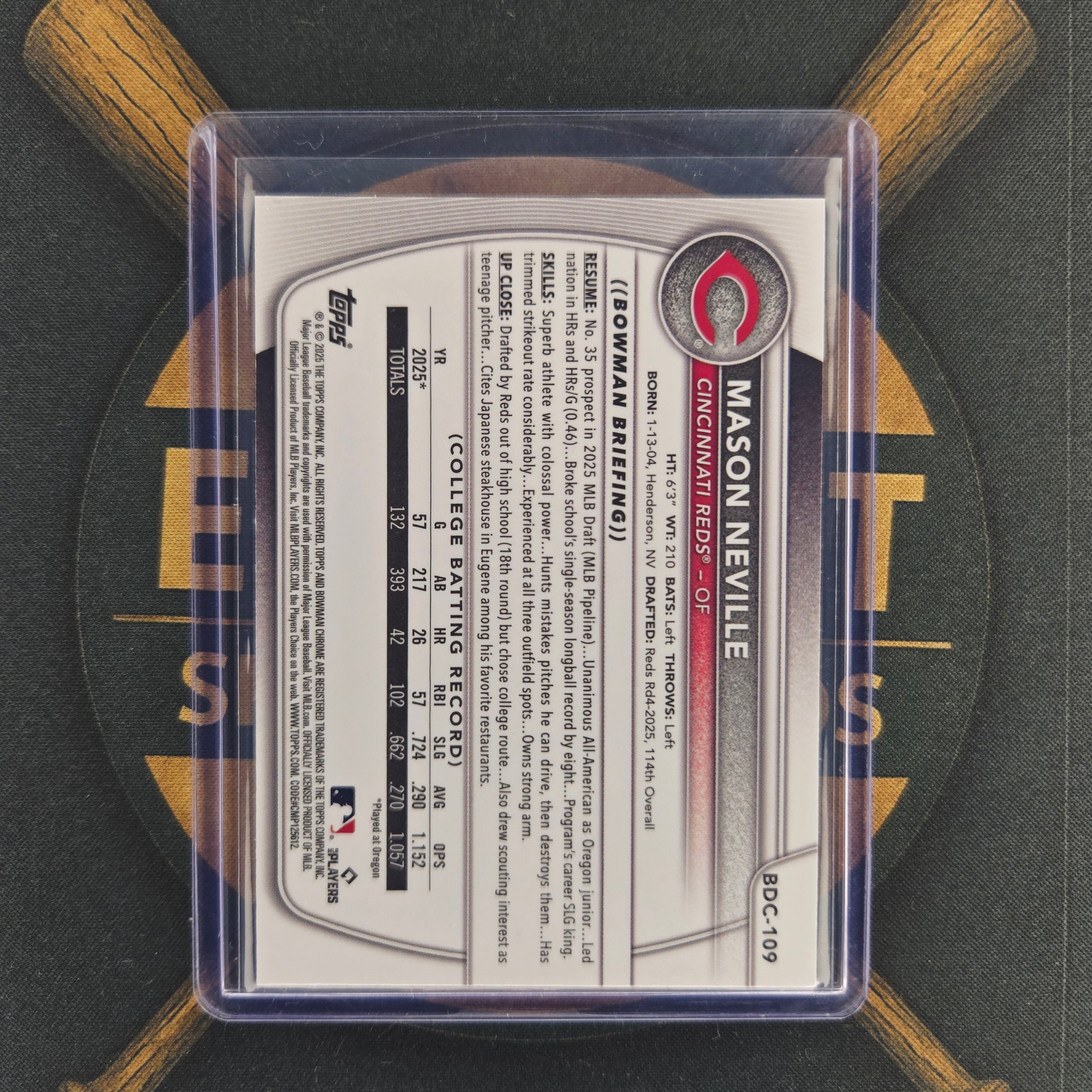 2025 Bowman Draft Sapphire Mason Neville Refractor