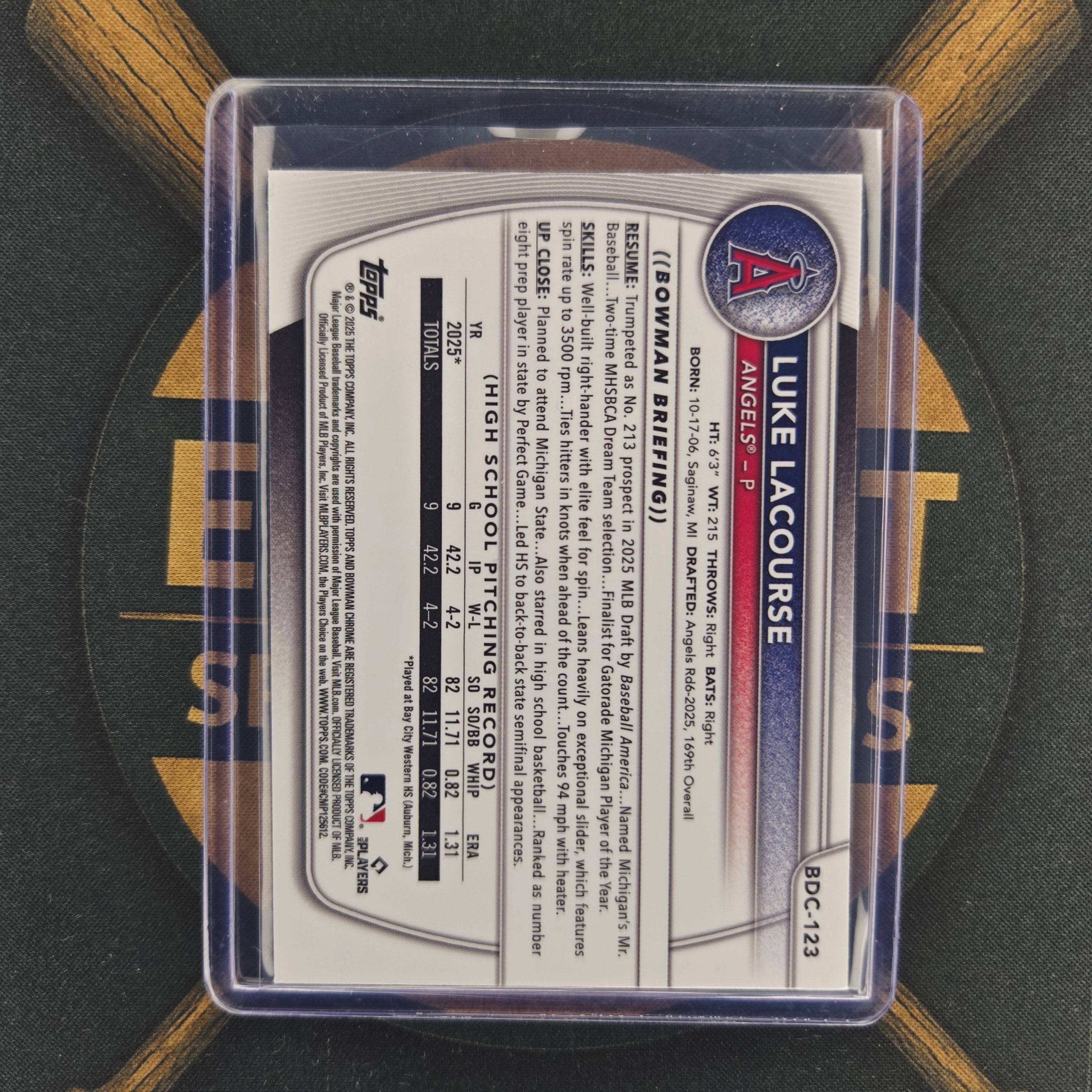 2025 Bowman Draft Sapphire Luke Lacourse Refractor