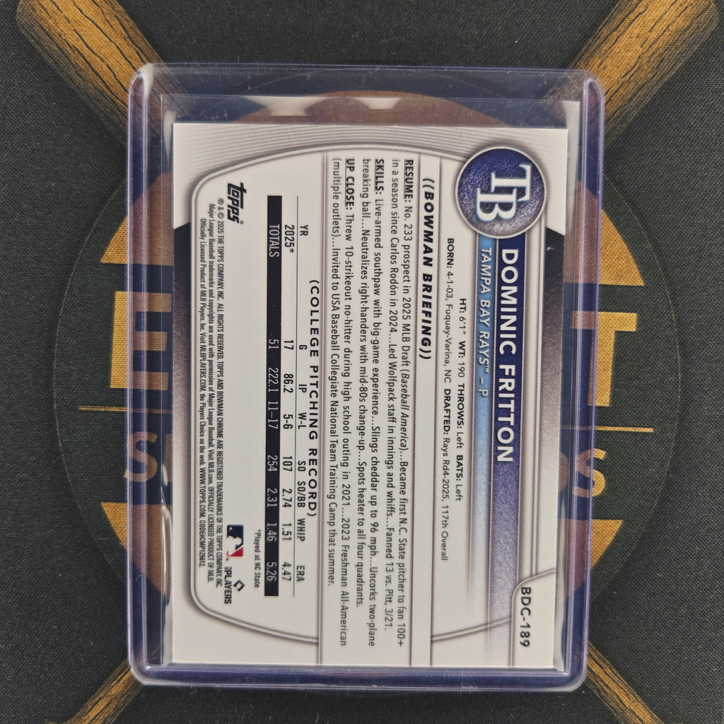 2025 Bowman Draft Sapphire Dominic Fritton Refractor