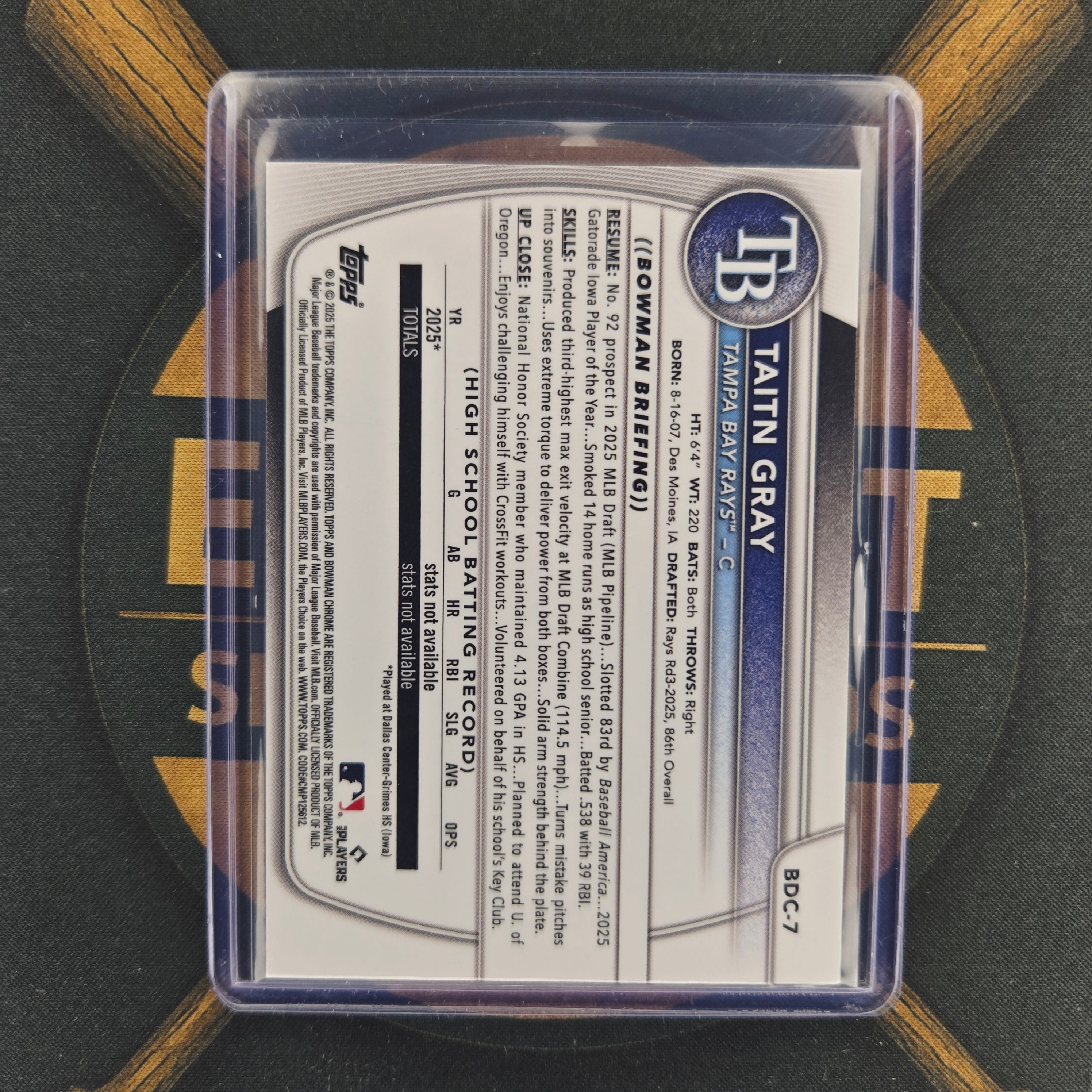 2025 Bowman Draft Sapphire Taitn Gray Refractor