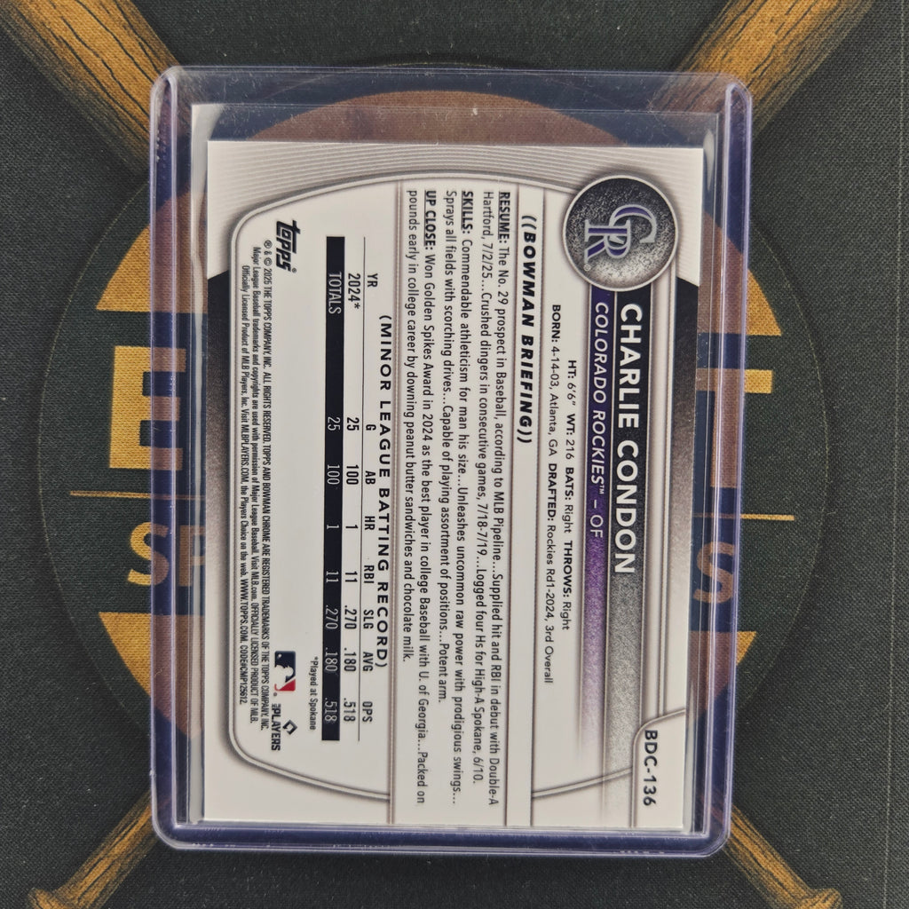 2025 Bowman Draft Sapphire Charlie Condon Refractor