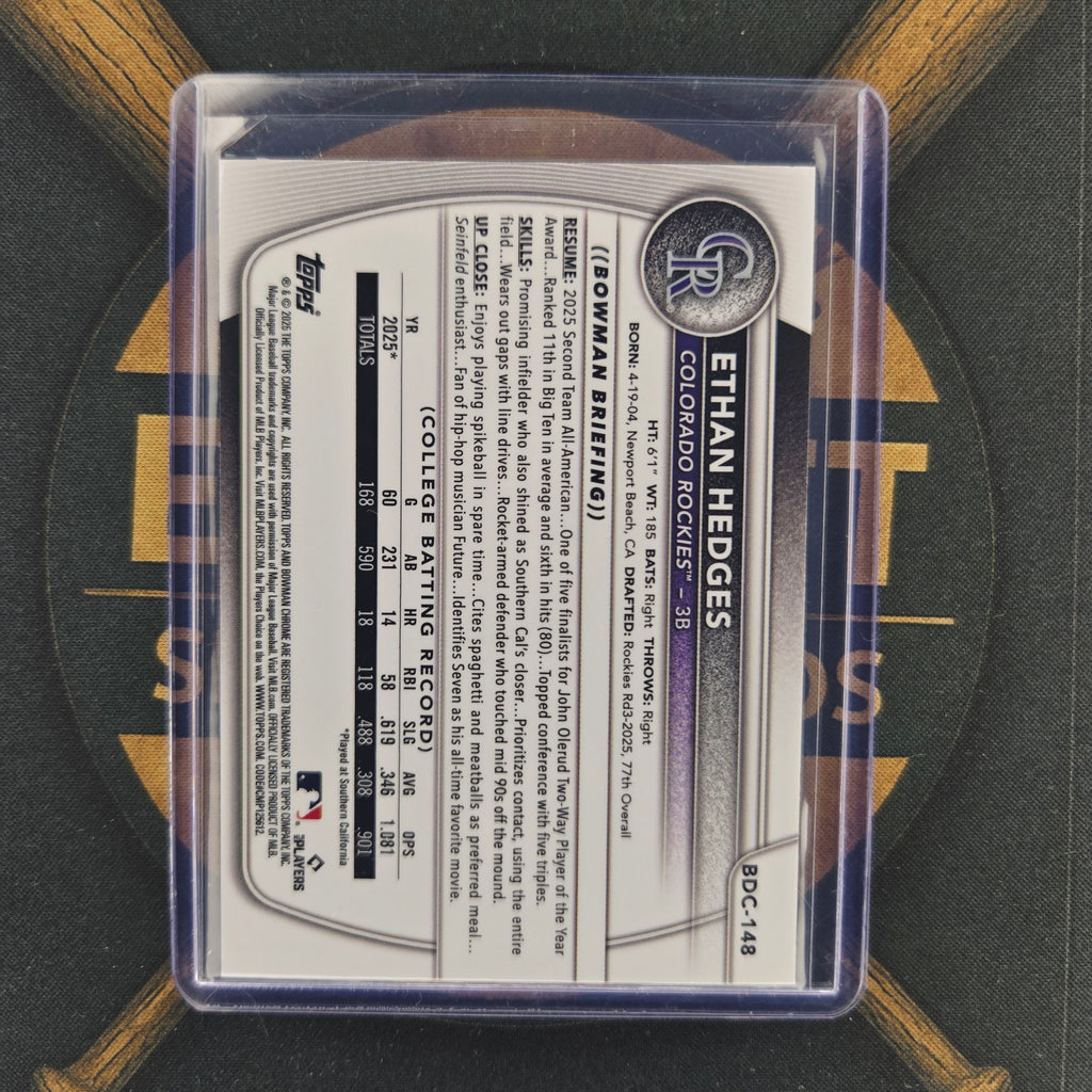 2025 Bowman Draft Sapphire Ethan Hedges Refractor