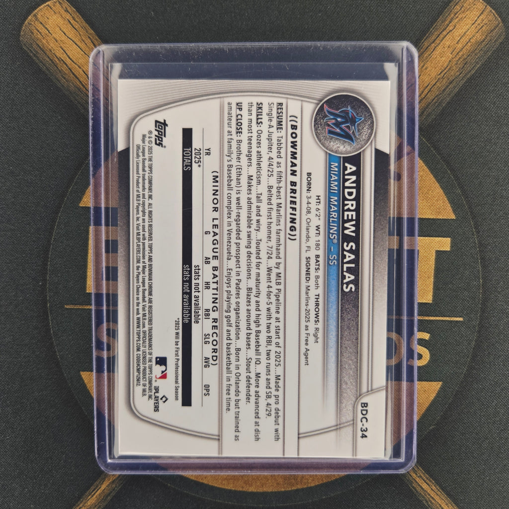 2025 Bowman Draft Andrew Salas Black Refractor