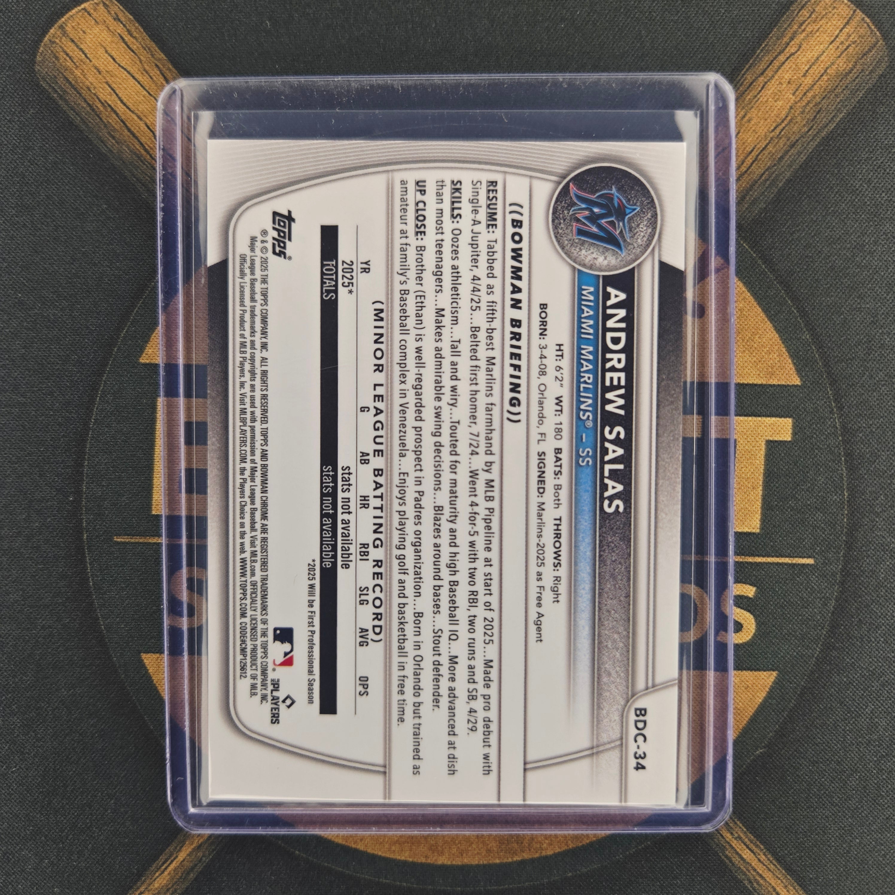 2025 Bowman Draft Andrew Salas Black Refractor