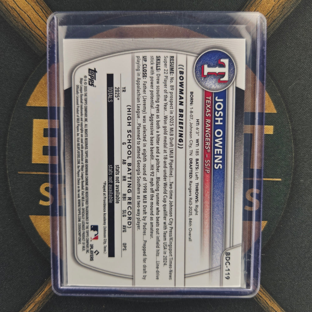 2025 Bowman Draft Sapphire Josh Owens