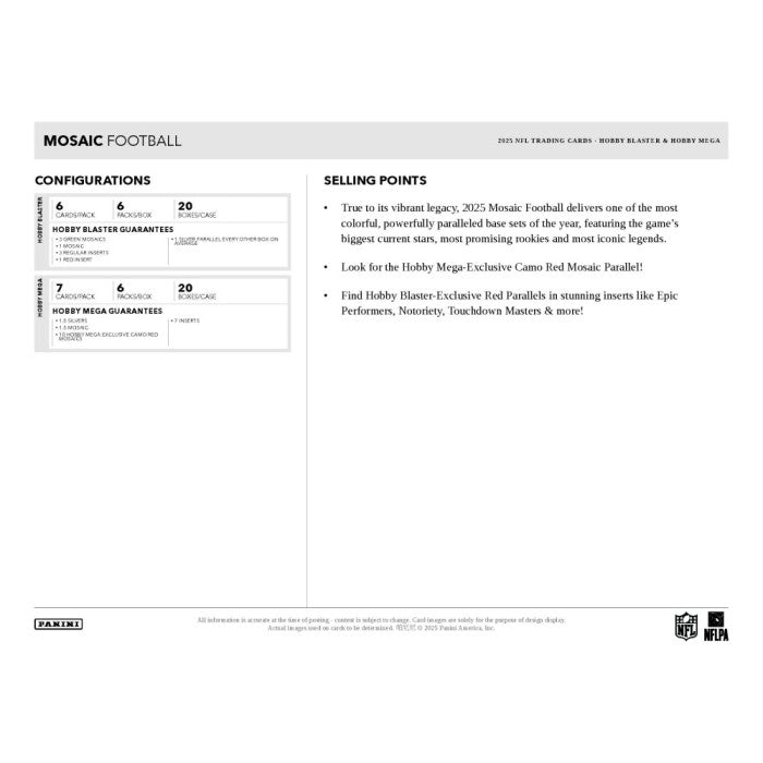 2025 Panini Mosaic Football Hobby Mega Box